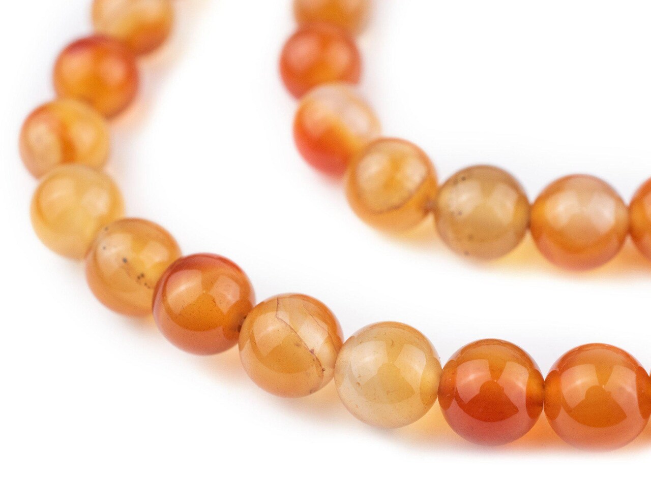 The Bead Chest Round Carnelian Beads (10mm): Organic Gemstone Round Spherical Energy Stone Healing Power Crystal for Jewelry Bracelet Mala Necklace Making